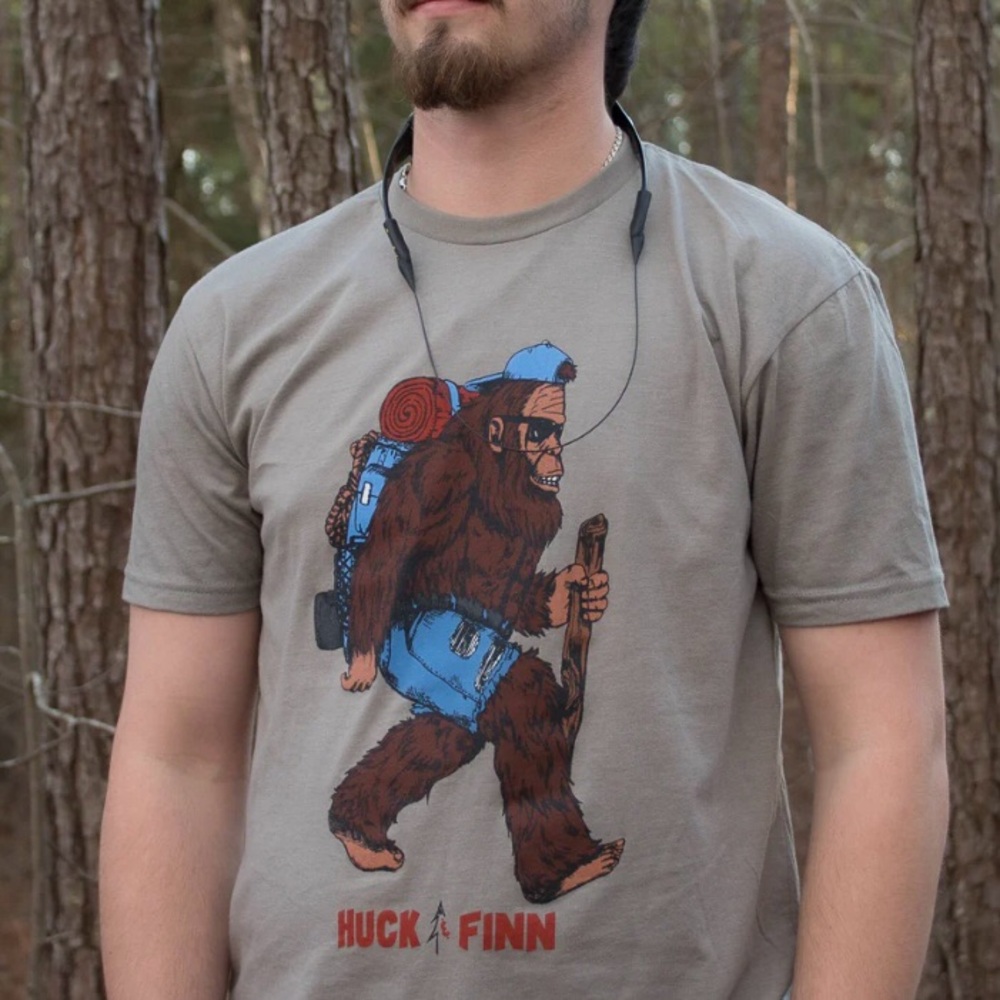 Huck & Finn Backpacker Sasquatch, Heather Gray Adventure Graphic Tee